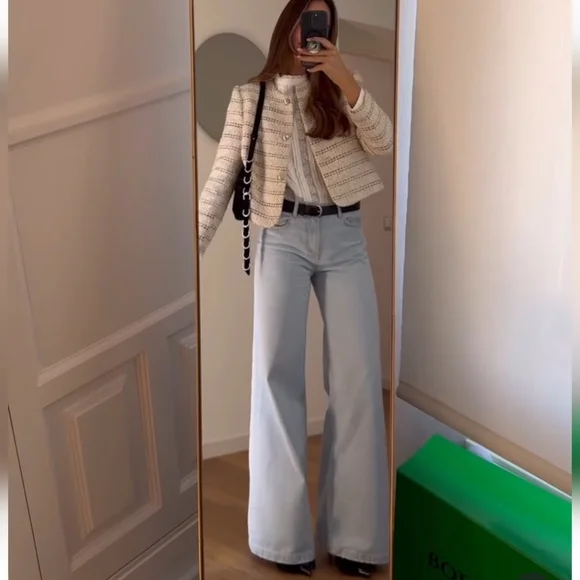 Zara Textured Tweed Blazer Size S - Picture 7 of 16